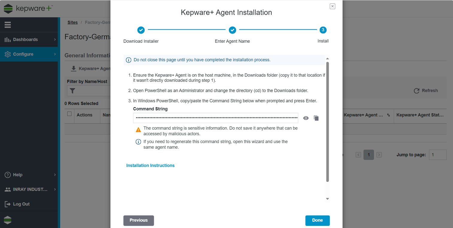 Kepware+ einrichten: Agent-Installation Schritt 4