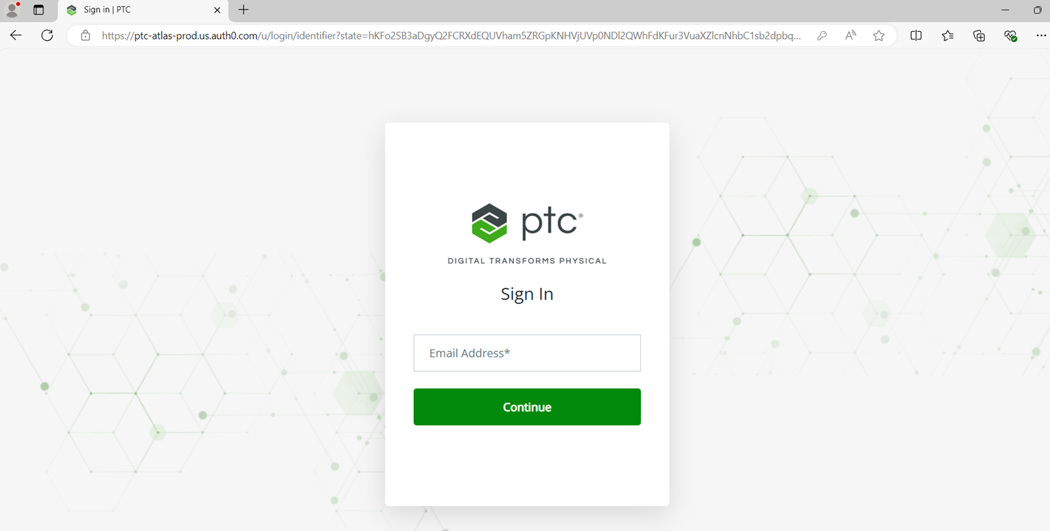 Kepware+ einrichten: Anmeldung über das PTC-Portal